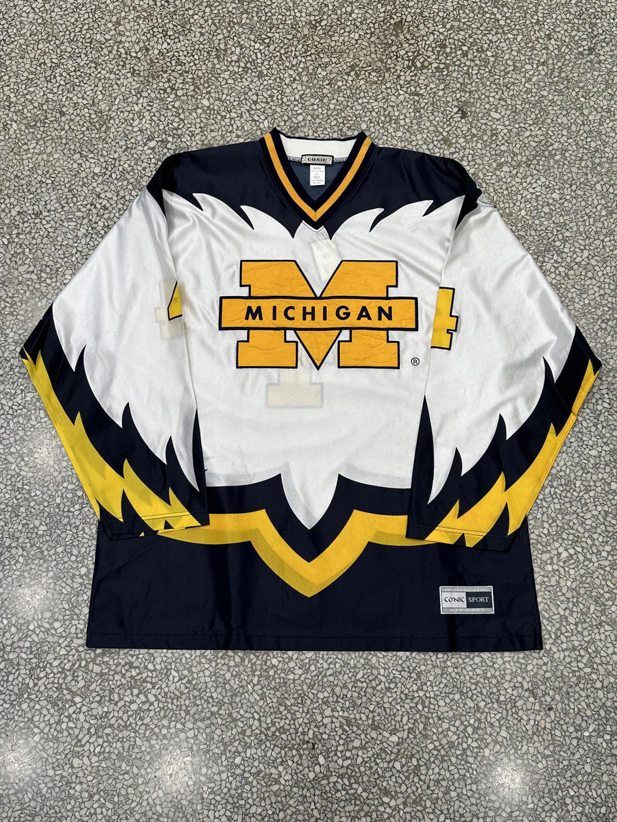 Vtg Michigan Wolverines Hockey Jersey XL Aaron Sportswear USA Made Adult Men outlet 90s