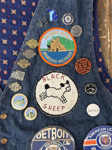 1 of 1 Custom Vintage 80s Denim Biker Vest ABC Vintage 