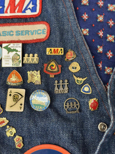 1 of 1 Custom Vintage 80s Denim Biker Vest ABC Vintage 