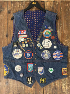 1 of 1 Custom Vintage 80s Denim Biker Vest ABC Vintage 