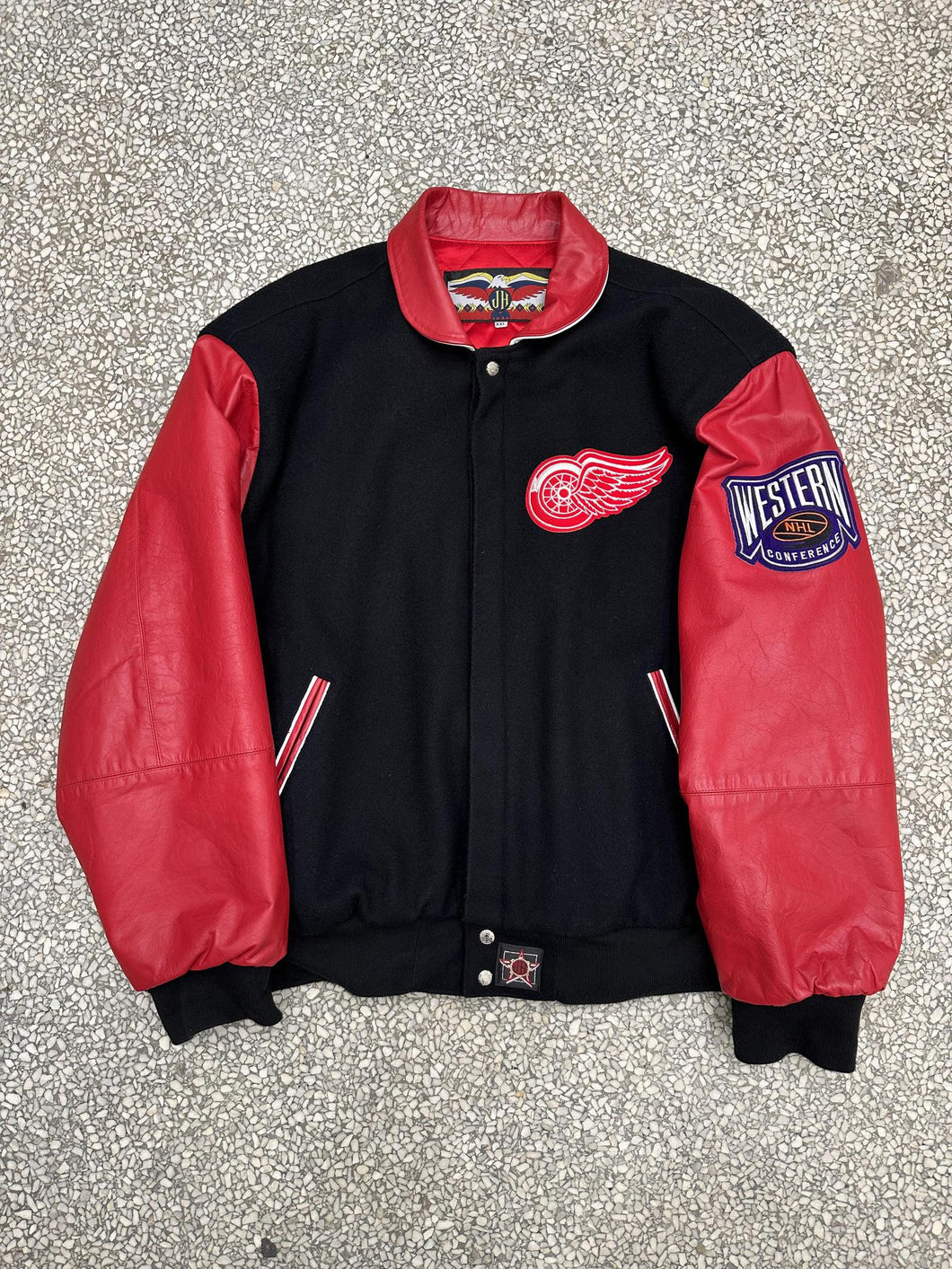 Detroit Red Wings Jeff Hamilton Vintage 90s Wool Leather Bomber Jacket