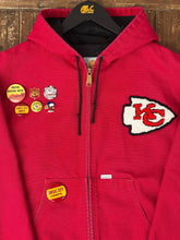 Load image into Gallery viewer, ABC Vintage 1 of 1 Custom Vintage Carhartt Hooded Work Jacket Red ABC Vintage 