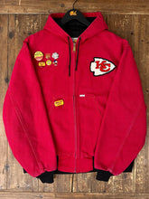Load image into Gallery viewer, ABC Vintage 1 of 1 Custom Vintage Carhartt Hooded Work Jacket Red ABC Vintage 