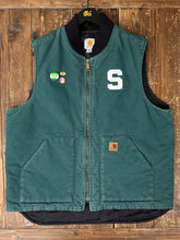 Load image into Gallery viewer, ABC Vintage 1 of 1 Custom Vintage Carhartt Michigan State Work Vest Pine Green ABC Vintage 