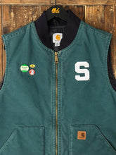 Load image into Gallery viewer, ABC Vintage 1 of 1 Custom Vintage Carhartt Michigan State Work Vest Pine Green ABC Vintage 
