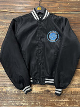 Load image into Gallery viewer, ABC Vintage 1 of 1 Custom Vintage Chalk Line Satin Bomber Jacket Black ABC Vintage 