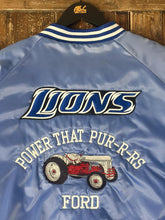 Load image into Gallery viewer, ABC Vintage 1 of 1 Custom Vintage Power That Pur-r-rs Ford Satin Bomber Jacket Blue ABC Vintage 