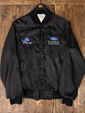 ABC Vintage 1 of 1 Custom Vintage West Ark Ford Satin Bomber Jacket Black ABC Vintage 
