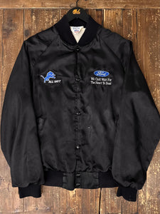 ABC Vintage 1 of 1 Custom Vintage West Ark Ford Satin Bomber Jacket Black ABC Vintage 