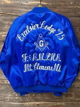 Load image into Gallery viewer, ABC Vintage 1 of 1 Custom Vintage Zip Up Satin Bomber Jacket Blue ABC Vintage 