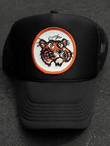 ABC Vintage Cartoon Tiger Vintage Patch Trucker Hat (Black) ABC Vintage 