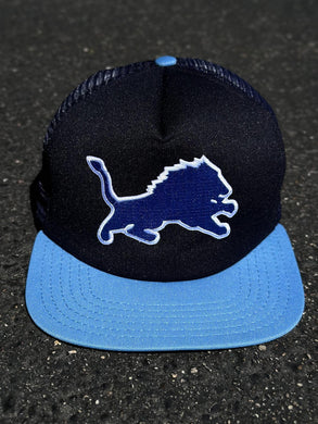 ABC Vintage Detroit Lions Vintage 90s New Era Trucker Hat (Navy/Icy Blue) ABC Vintage 