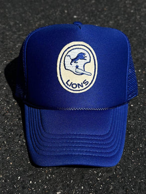 ABC Vintage Detroit Lions Vintage Helmet Patch Trucker Hat (Royal Blue) ABC Vintage 