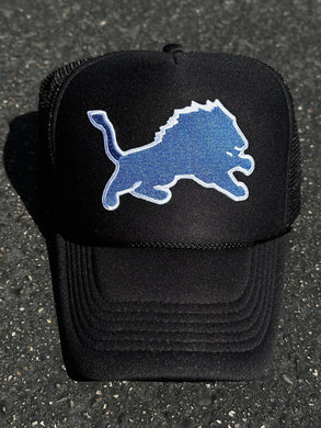 ABC Vintage Detroit Lions Vintage Lion Patch Trucker Hat (Black) ABC Vintage 