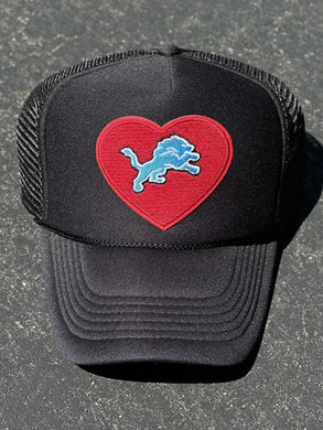 ABC Vintage Detroit Lions Vintage Lions Heart Patch Trucker Hat (Black) ABC Vintage 