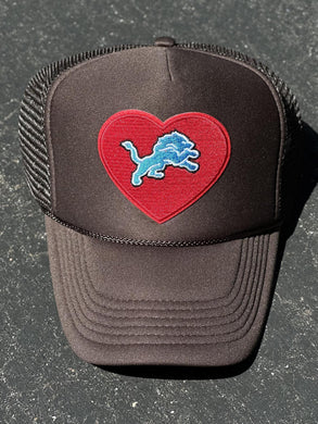 ABC Vintage Detroit Lions Vintage Lions Heart Patch Trucker Hat (Brown) ABC Vintage 