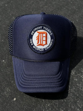 ABC Vintage Detroit Tigers Vintage 1984 World Champs Circle Patch Trucker Hat (Navy) ABC Vintage 