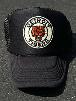 ABC Vintage Detroit Tigers Vintage Tiger Round Patch Trucker Hat (Black) ABC Vintage 