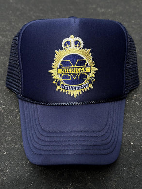 ABC Vintage Michigan Wolverines Vintage Crown Patch Trucker Hat (Navy) ABC Vintage 