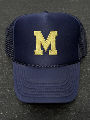 ABC Vintage Michigan Wolverines Vintage Gold M Patch Trucker Hat (Navy) ABC Vintage 
