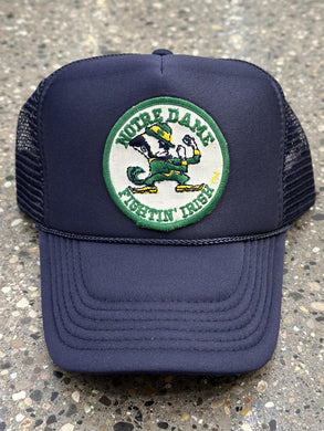 ABC Vintage Notre Dame Vintage Fightin' Irish Round Patch Trucker Hat (Navy) ABC Vintage 