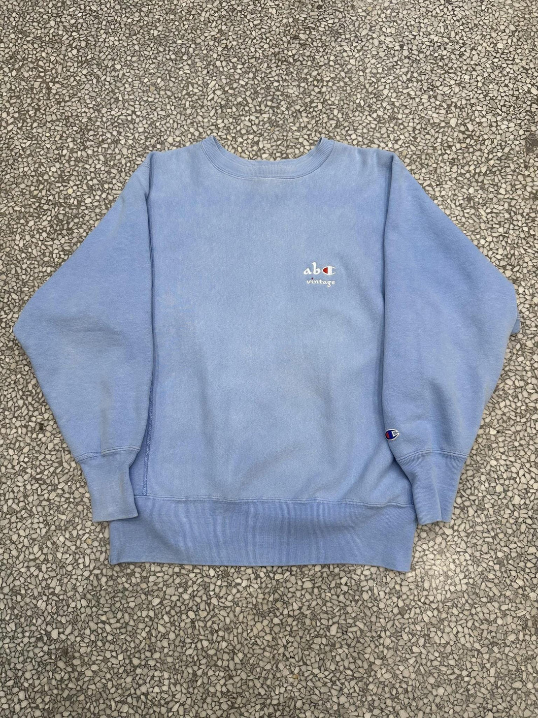 ABC Vintage Small White Red Logo Vintage Champion Crewneck (Light Washed Blue) ABC Vintage 