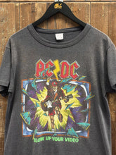 Load image into Gallery viewer, ACDC Vintage 1988 Blow Up Your Video World Tour Tee Paper Thin Faded Black ABC Vintage 