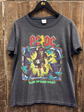 Load image into Gallery viewer, ACDC Vintage 1988 Blow Up Your Video World Tour Tee Paper Thin Faded Black ABC Vintage 