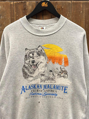 Alaskan Malamute Detroit Vintage 1994 Club of America Crewneck Faded Grey ABC Vintage 
