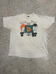 Beavis and Butt-Head Vintage 1993 Nebraska Wesleyan VS Doane Paper Thin Faded Grey ABC Vintage 