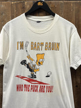 Load image into Gallery viewer, Boston Bruins Vintage 80s Bart Simpson Who The Puck Are You Cream ABC Vintage 