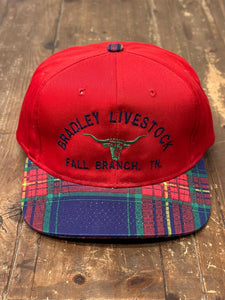 Bradley Livestock Vintage 90s Snapback Red Plaid ABC Vintage 