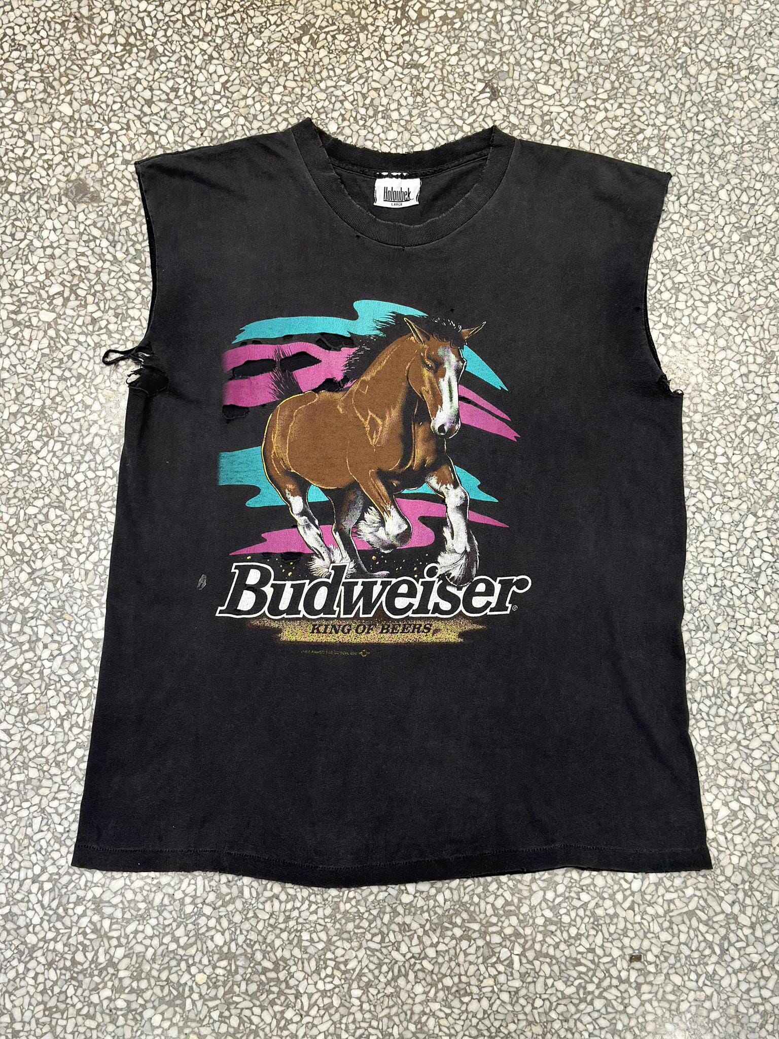 Budweiser Clydesdale Vintage 90s Cutoff Tee Faded Black – ABC Vintage