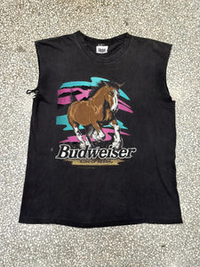 Budweiser Clydesdale Vintage 90s Cutoff Tee Faded Black ABC Vintage 