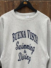 Load image into Gallery viewer, Buena Vista Swimming &amp; Diving Vintage 90s Champion Reverse Weave Crewneck Grey ABC Vintage 