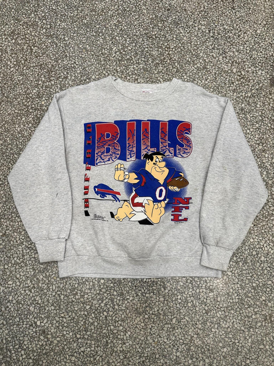 Buffalo Bills Vintage 1993 Flintstones Crewneck Grey ABC Vintage 