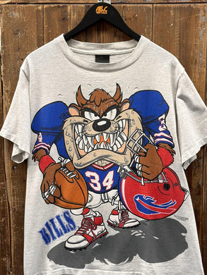 Buffalo Bills Vintage 1994 Taz Sweating Faded Grey ABC Vintage 