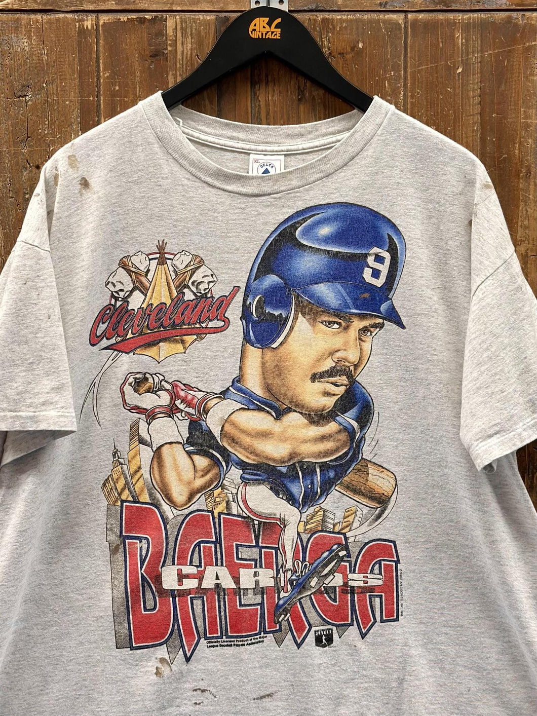 Carlos Baerga Cleveland Indians Vintage 1996 Tee Grey ABC Vintage 