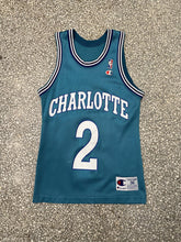 Load image into Gallery viewer, Charlotte Hornets Larry Johnson Vintage 90s Champion Basketball Jersey Teal ABC Vintage 