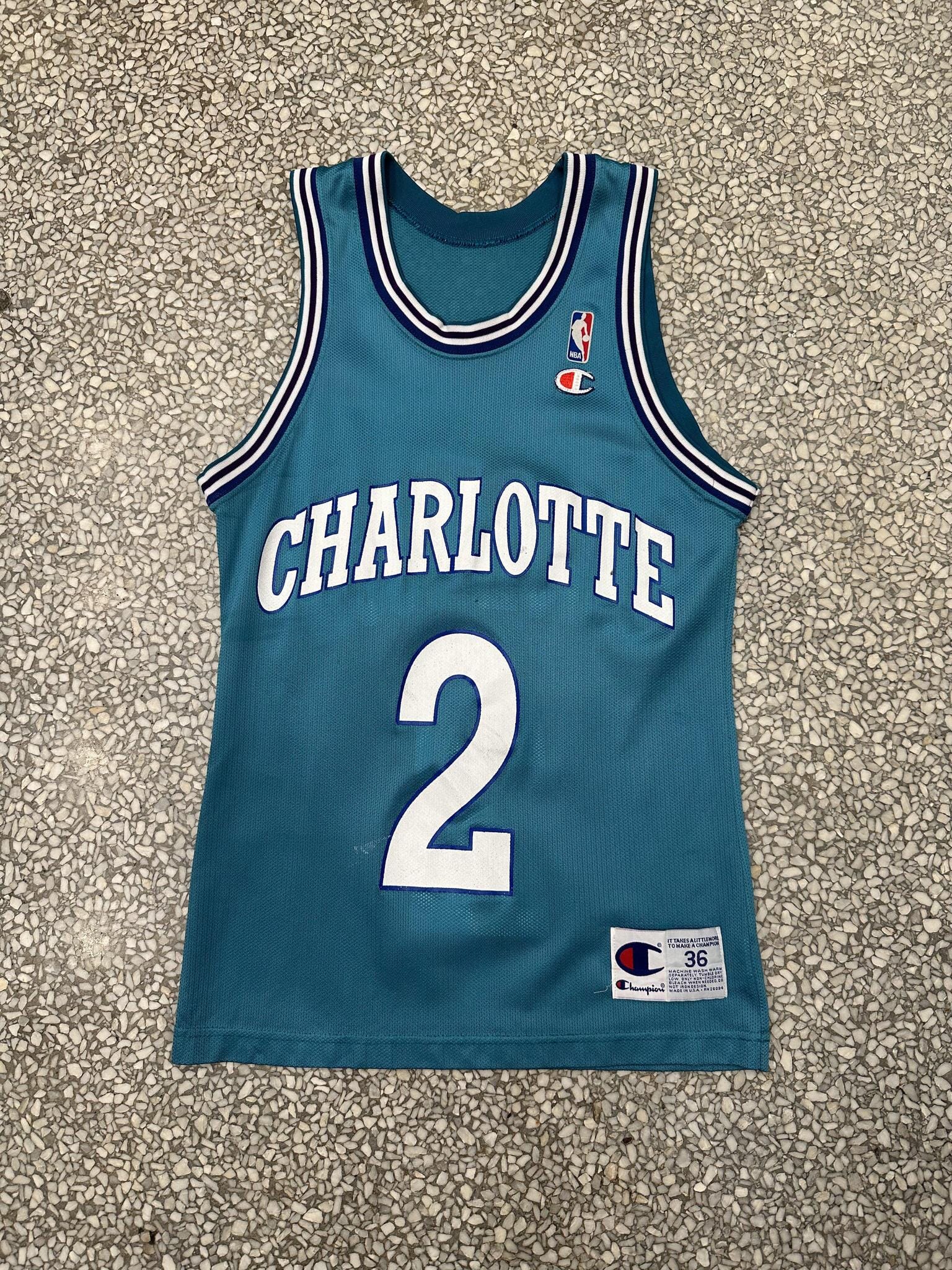 90s store Vintage Charlotte Hornets Larry Johnson Jersey