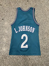 Load image into Gallery viewer, Charlotte Hornets Larry Johnson Vintage 90s Champion Basketball Jersey Teal ABC Vintage 