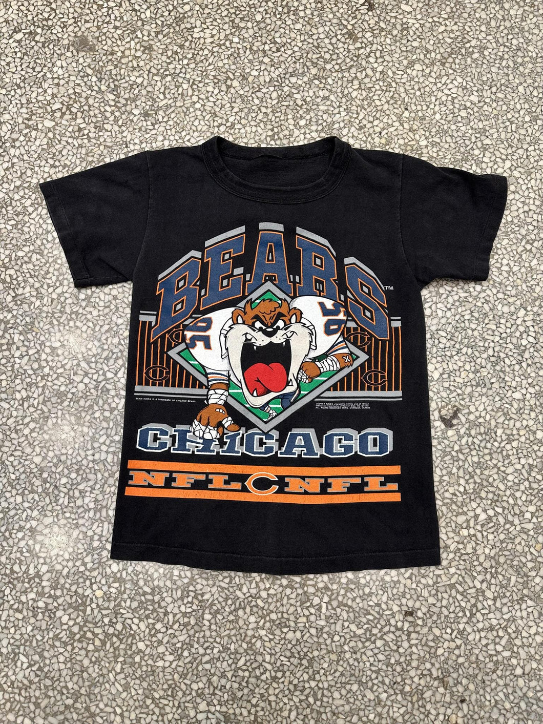 Chicago Bears Vintage 1992 Taz Tee Faded Black ABC Vintage 