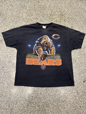 Chicago Bears Vintage 90s Angry Bear Player Faded Black ABC Vintage 