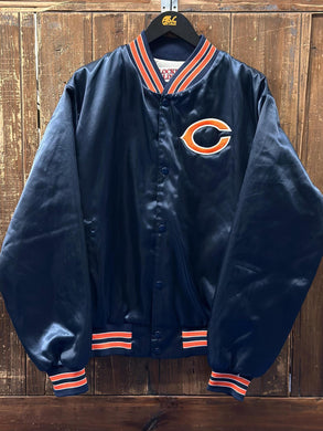 Chicago Bears Vintage 90s Locker Line Satin Bomber Jacket Navy ABC Vintage 