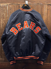 Load image into Gallery viewer, Chicago Bears Vintage 90s Spell Out Chalk Line Satin Bomber Jacket ABC Vintage 