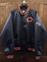 Load image into Gallery viewer, Chicago Bears Vintage 90s Spell Out Chalk Line Satin Bomber Jacket ABC Vintage 