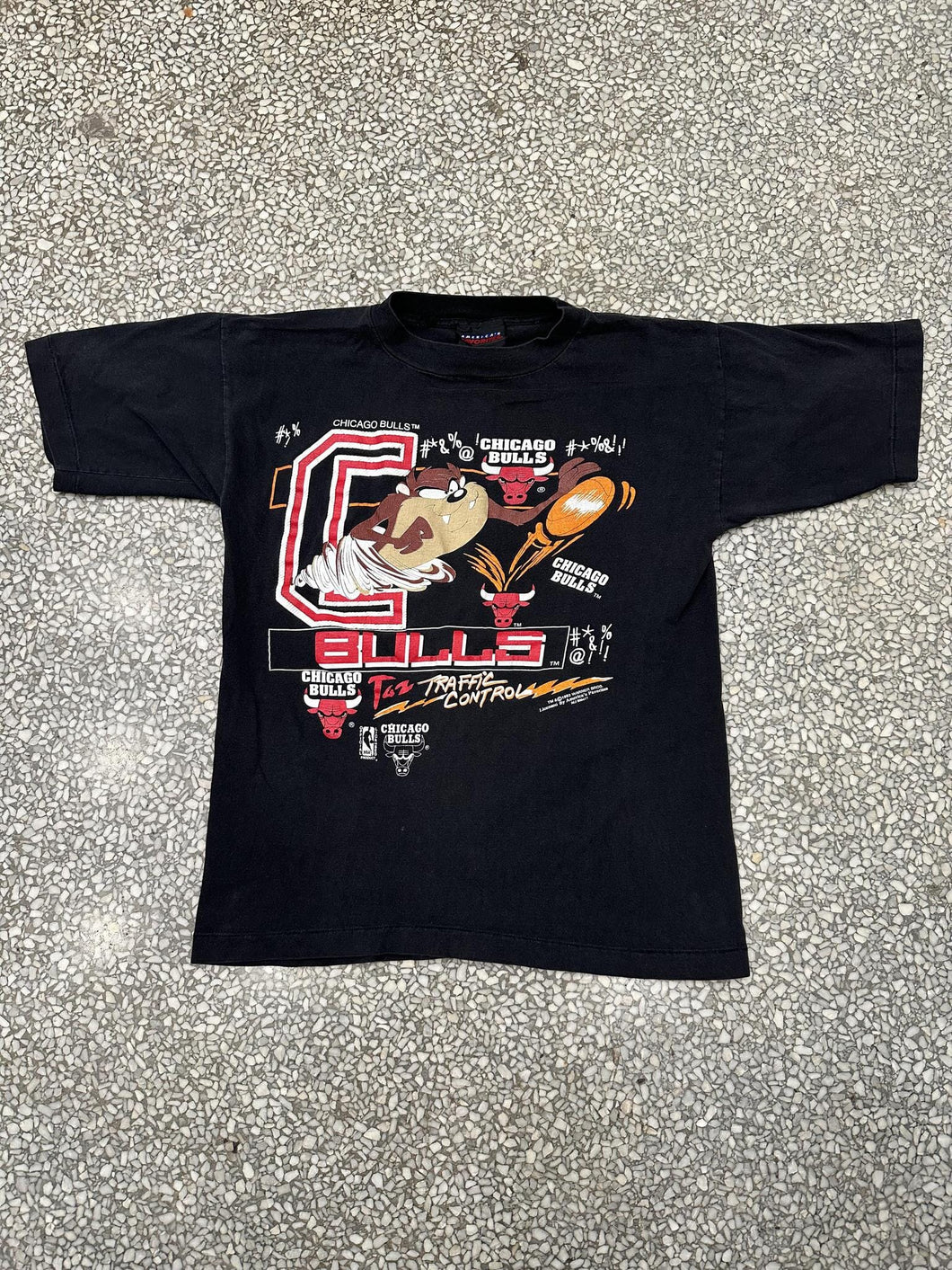 Chicago Bulls Vintage 1993 Taz Traffic Control Tee Black ABC Vintage 