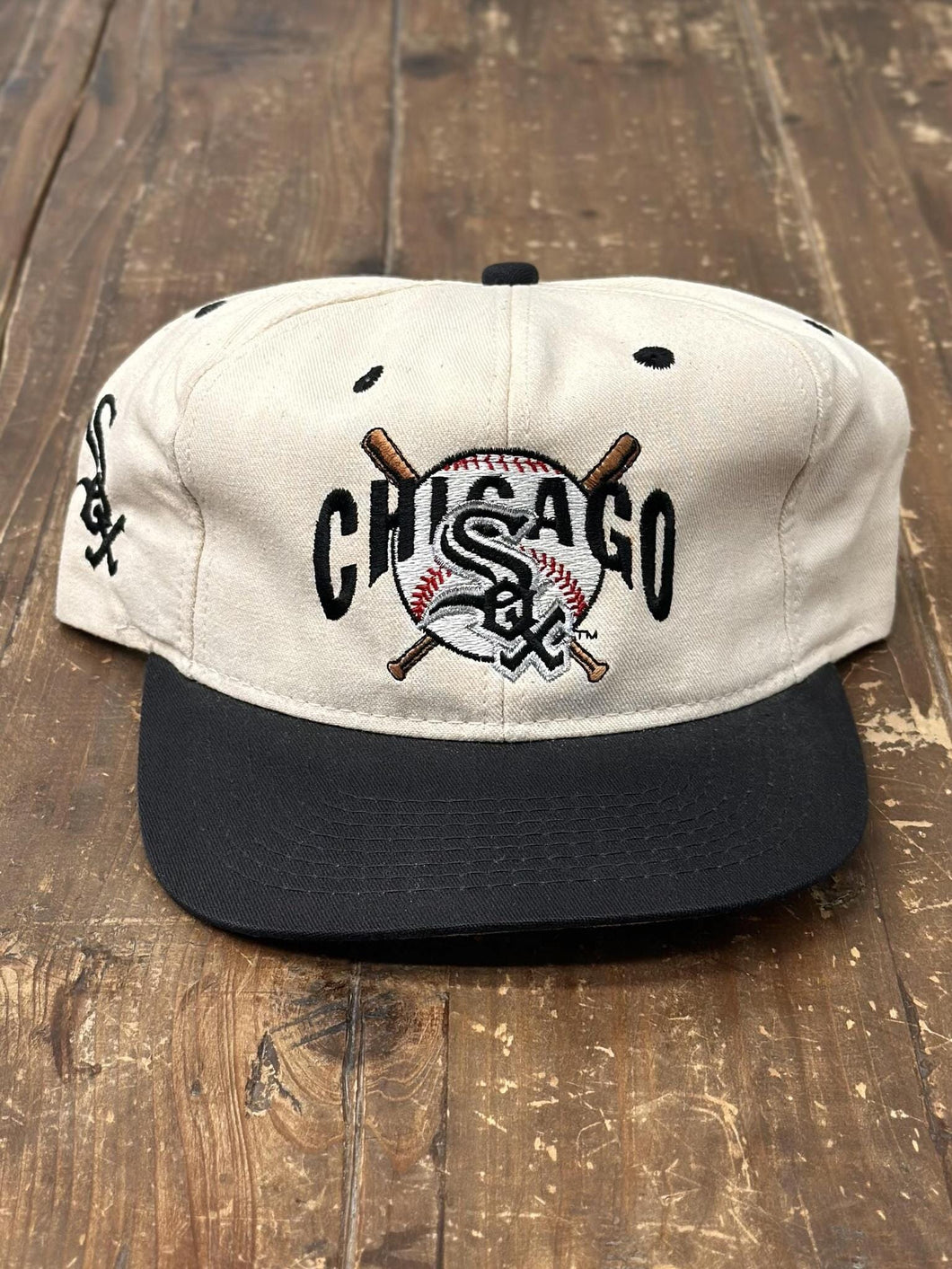 Chicago White Sox Vintage 90s New Era Snapback Cream Black ABC Vintage 
