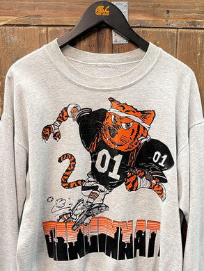 Cincinnati Bengals Vintage 90s Cartoon Player Crewneck Grey ABC Vintage 
