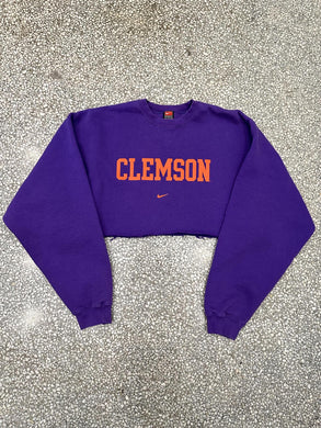 Clemson Tigers Vintage 90s Nike Cropped Crewneck Purple ABC Vintage 